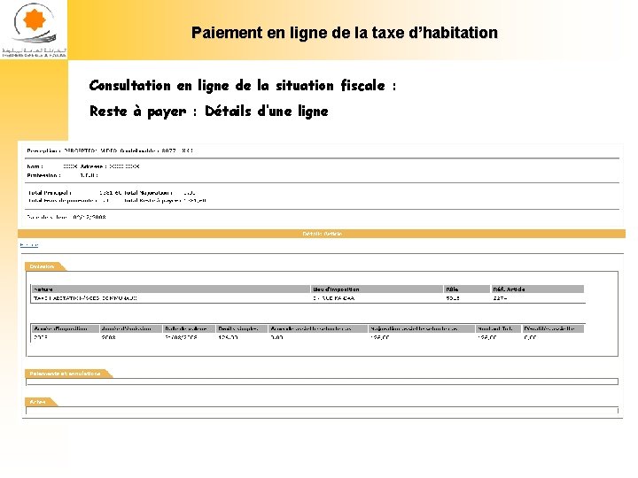 Paiement en ligne de la taxe d’habitation Consultation en ligne de la situation fiscale