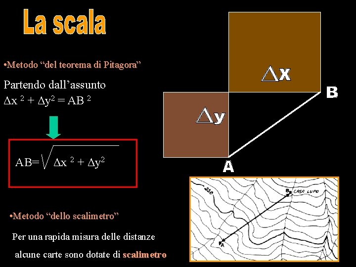  • Metodo “del teorema di Pitagora” Partendo dall’assunto Δx 2 + Δy 2