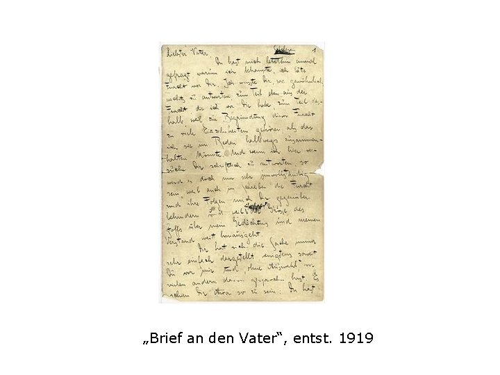 „Brief an den Vater“, entst. 1919 