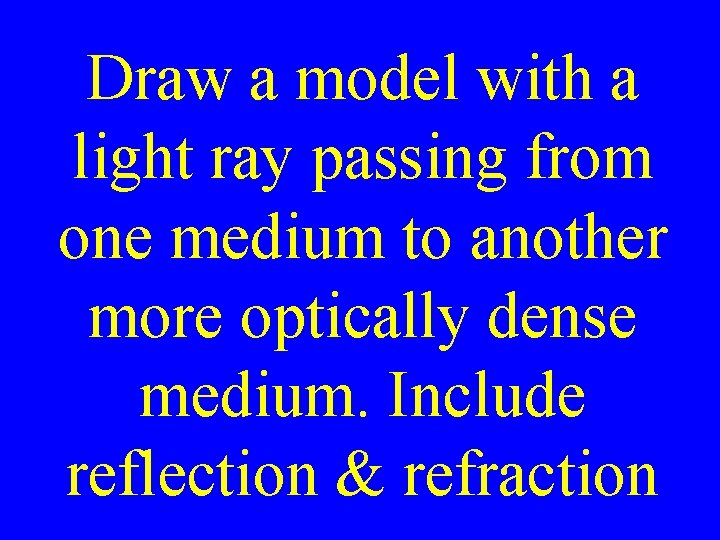 Draw a model with a light ray passing from one medium to another more