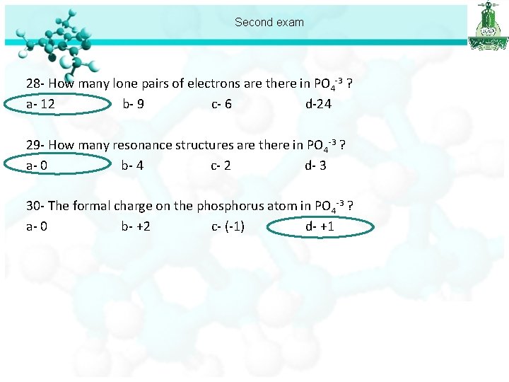 Second exam 28 - How many lone pairs of electrons are there in PO