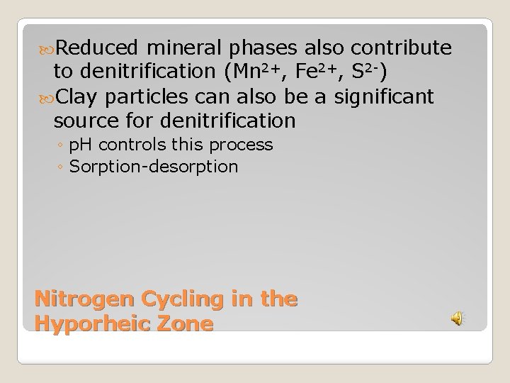  Reduced mineral phases also contribute to denitrification (Mn 2+, Fe 2+, S 2