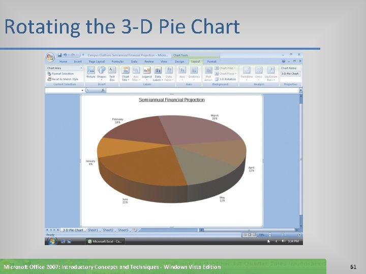Rotating the 3 -D Pie Chart Microsoft Office 2007: Introductory Concepts and Techniques -