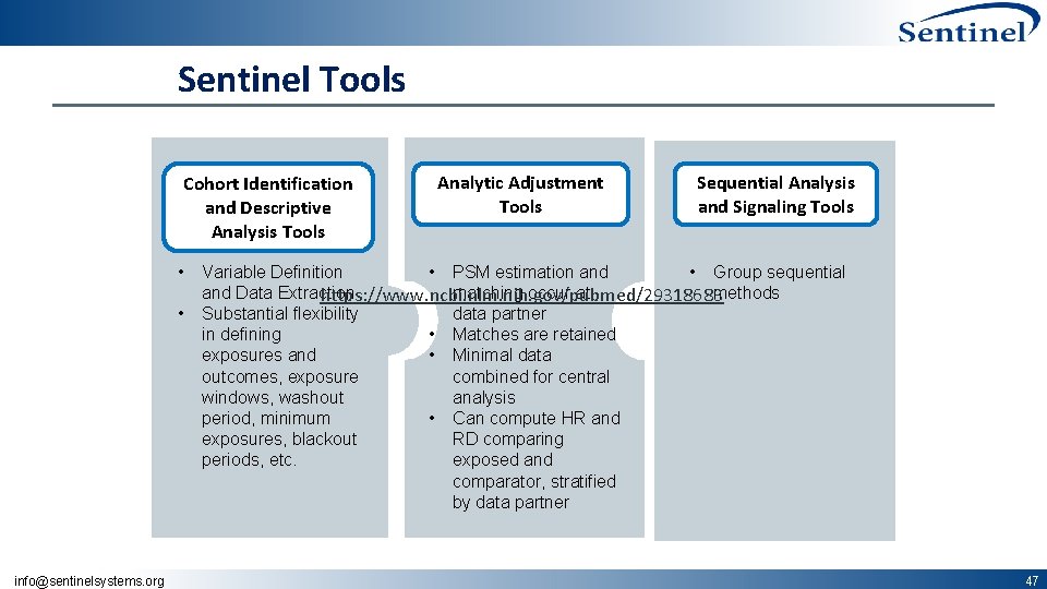 Sentinel Tools Cohort Identification and Descriptive Analysis Tools • • info@sentinelsystems. org Analytic Adjustment