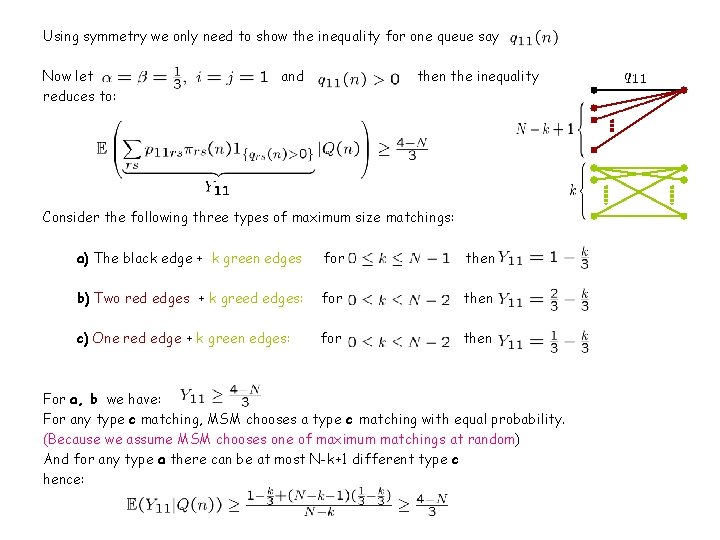 Using symmetry we only need to show the inequality for one queue say Now