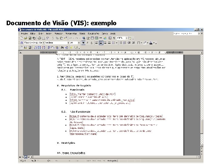 Documento de Visão (VIS): exemplo 