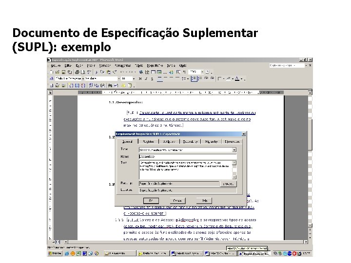 Documento de Especificação Suplementar (SUPL): exemplo 