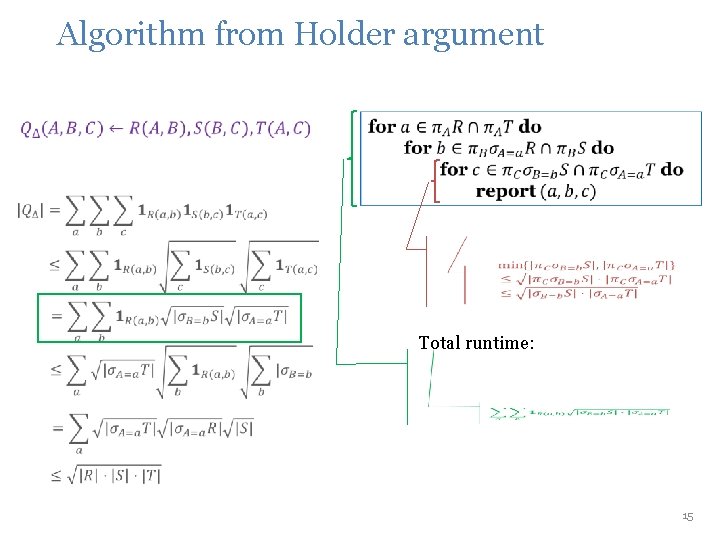 Algorithm from Holder argument Total runtime: 15 Algorithm from Holder argument Total runtime: 15