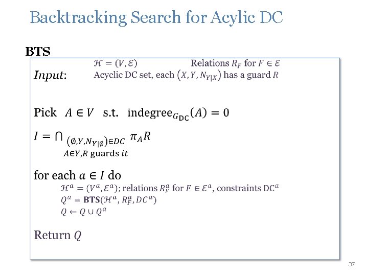 Backtracking Search for Acylic DC BTS • 37 Backtracking Search for Acylic DC BTS • 37