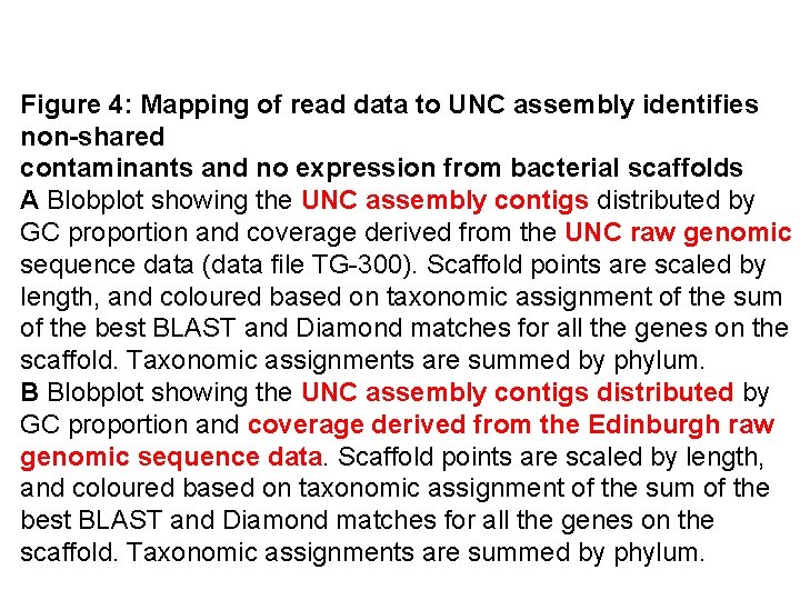 Figure 4: Mapping of read data to UNC assembly identifies non-shared contaminants and no Figure 4: Mapping of read data to UNC assembly identifies non-shared contaminants and no