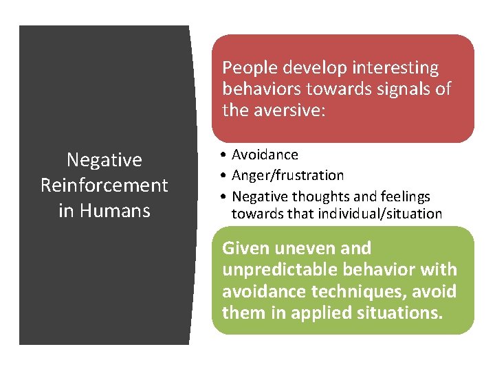 People develop interesting behaviors towards signals of the aversive: Negative Reinforcement in Humans •