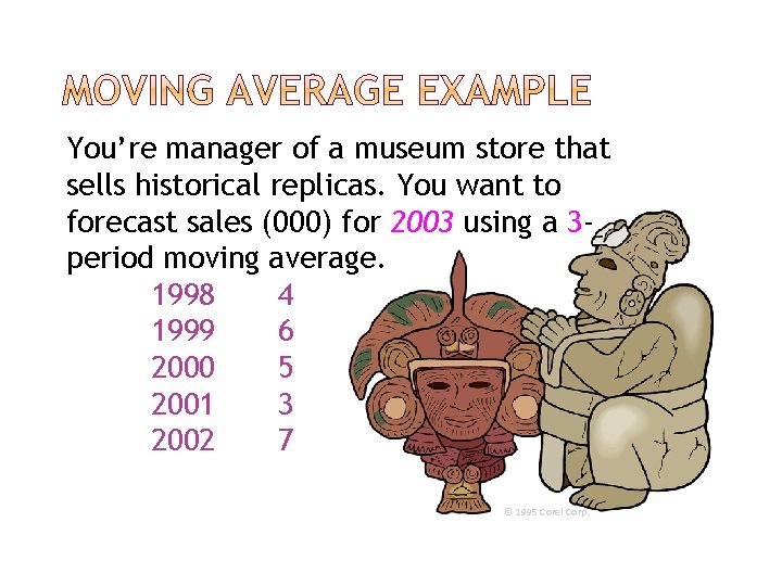 You’re manager of a museum store that sells historical replicas. You want to forecast You’re manager of a museum store that sells historical replicas. You want to forecast