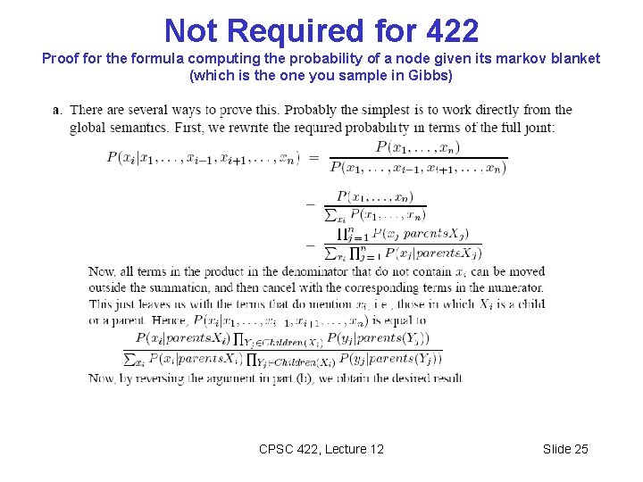 Not Required for 422 Proof for the formula computing the probability of a node