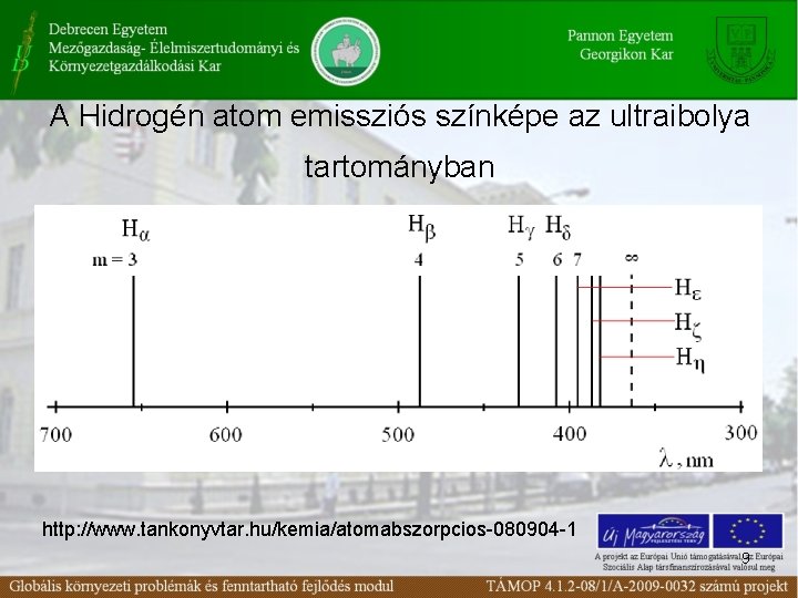A Hidrogén atom emissziós színképe az ultraibolya tartományban http: //www. tankonyvtar. hu/kemia/atomabszorpcios-080904 -1 9