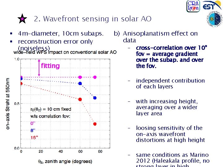 2. Wavefront sensing in solar AO § 4 m-diameter, 10 cm subaps. § reconstruction