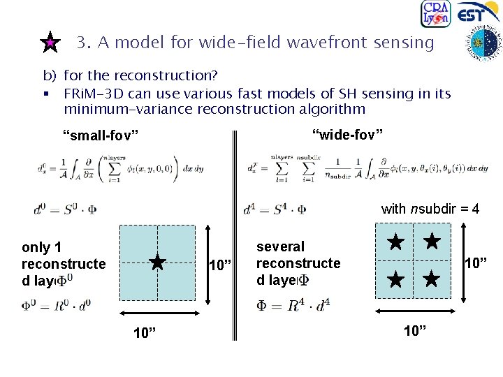 3. A model for wide-field wavefront sensing b) for the reconstruction? § FRi. M-3