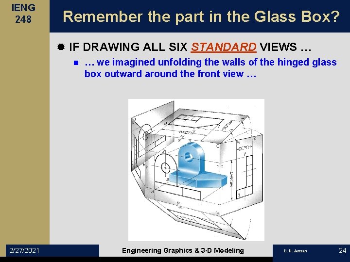 IENG 248 Remember the part in the Glass Box? ® IF DRAWING ALL SIX