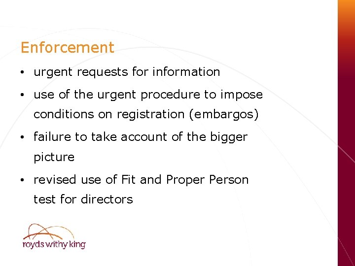 Enforcement • urgent requests for information • use of the urgent procedure to impose