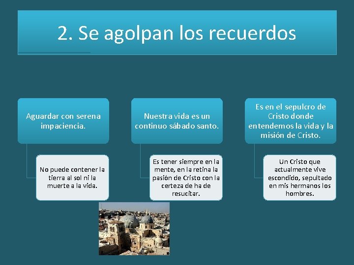 2. Se agolpan los recuerdos Aguardar con serena impaciencia. No puede contener la tierra