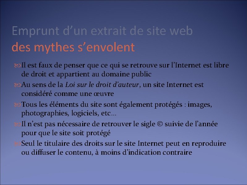 Emprunt d’un extrait de site web des mythes s’envolent Il est faux de penser