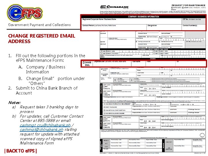 Government Payment and Collections CHANGE REGISTERED EMAIL ADDRESS 1. Fill out the following portions