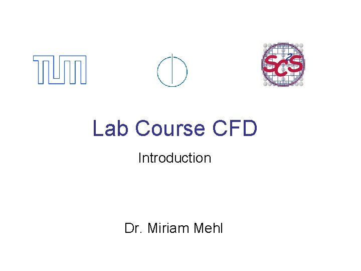 Lab Course CFD Introduction Dr. Miriam Mehl 