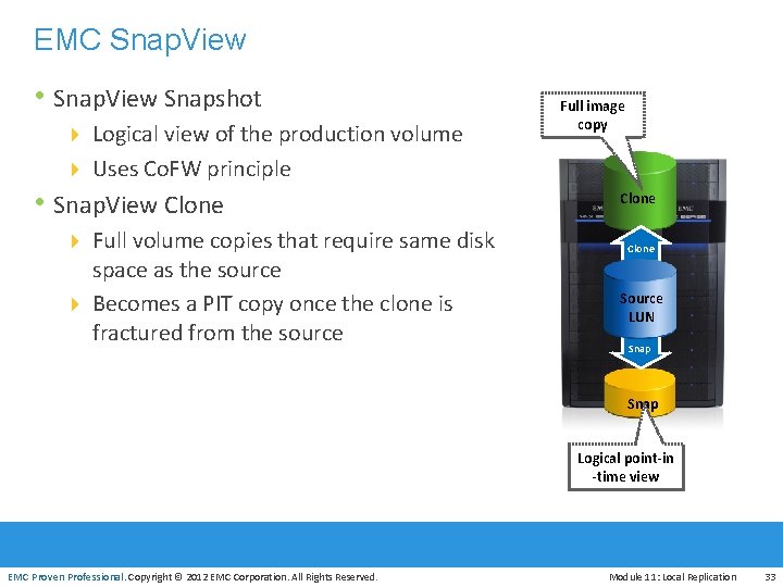 EMC Snap. View • Snap. View Snapshot 4 Logical view of the production volume