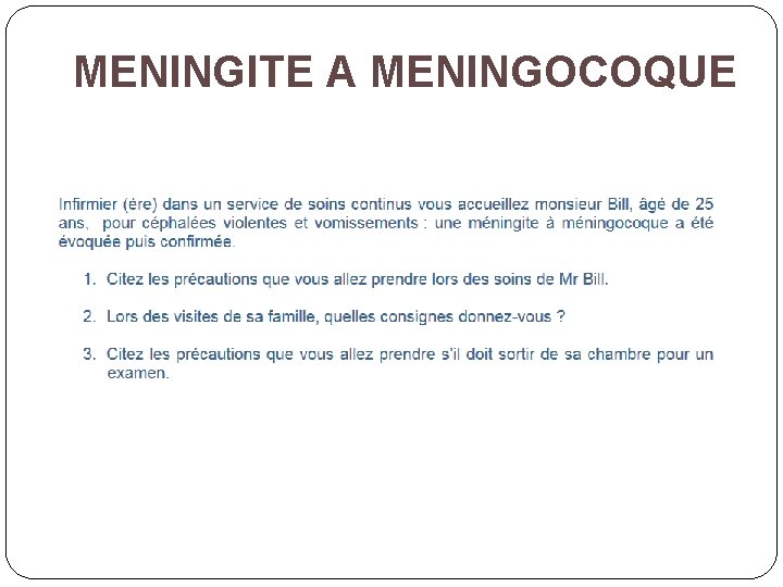 MENINGITE A MENINGOCOQUE MENINGITE A MENINGOCOQUE