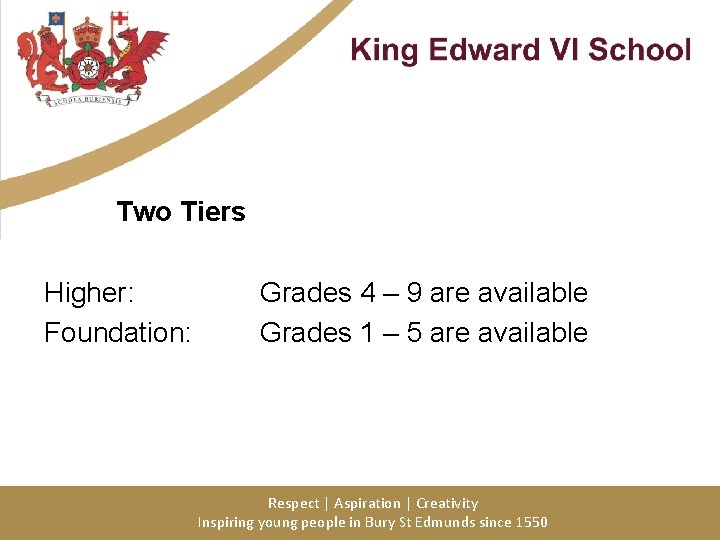 Two Tiers Higher: Foundation: Grades 4 – 9 are available Grades 1 – 5