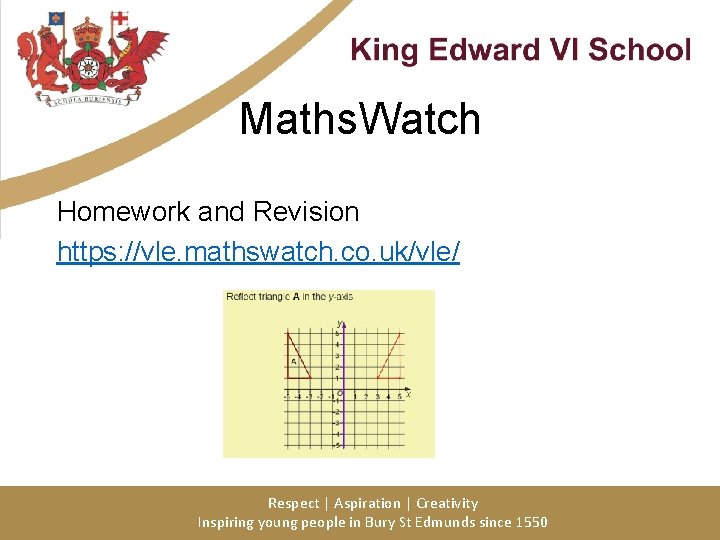 Maths. Watch Homework and Revision https: //vle. mathswatch. co. uk/vle/ Respect | Aspiration |