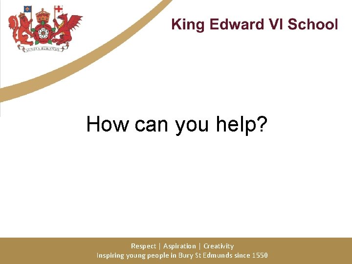 How can you help? Respect | Aspiration | Creativity Inspiring young people in Bury