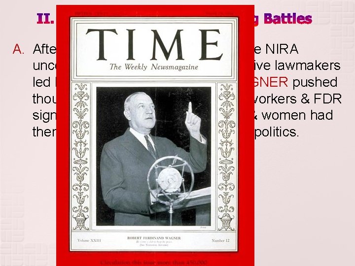 A. After the Supreme Court declared the NIRA unconstitutional a group of Progressive lawmakers