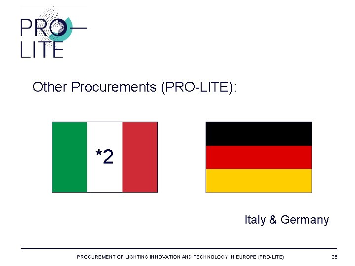 Other Procurements (PRO-LITE): *2 Italy & Germany PROCUREMENT OF LIGHTING INNOVATION AND TECHNOLOGY IN