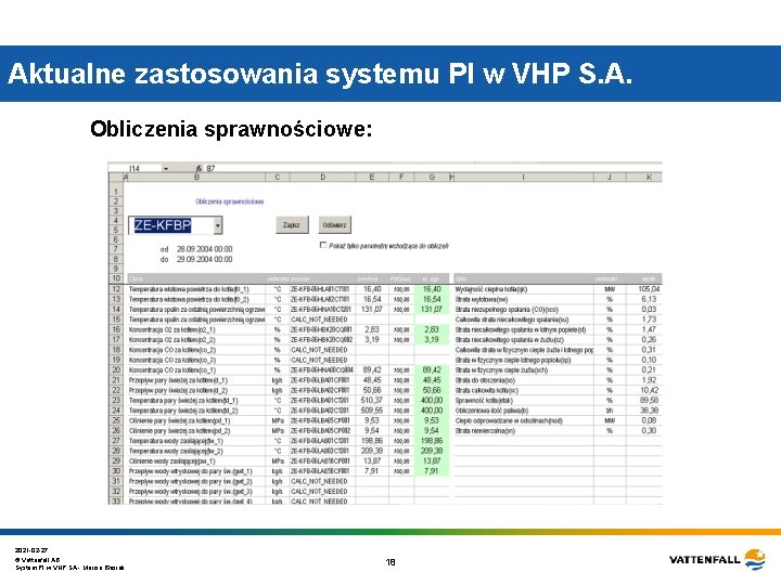 Aktualne zastosowania systemu PI w VHP S. A. Obliczenia sprawnościowe: 2021 -02 -27 © Aktualne zastosowania systemu PI w VHP S. A. Obliczenia sprawnościowe: 2021 -02 -27 ©