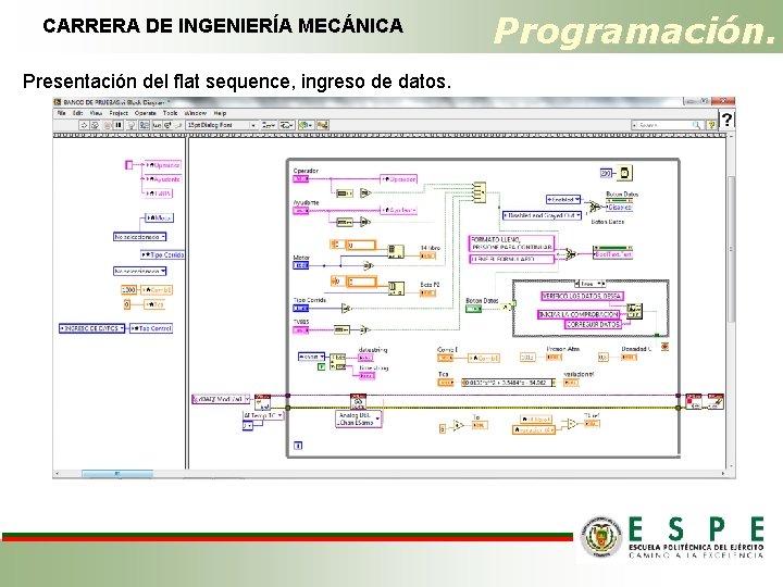 CARRERA DE INGENIERÍA MECÁNICA Presentación del flat sequence, ingreso de datos. Programación. 