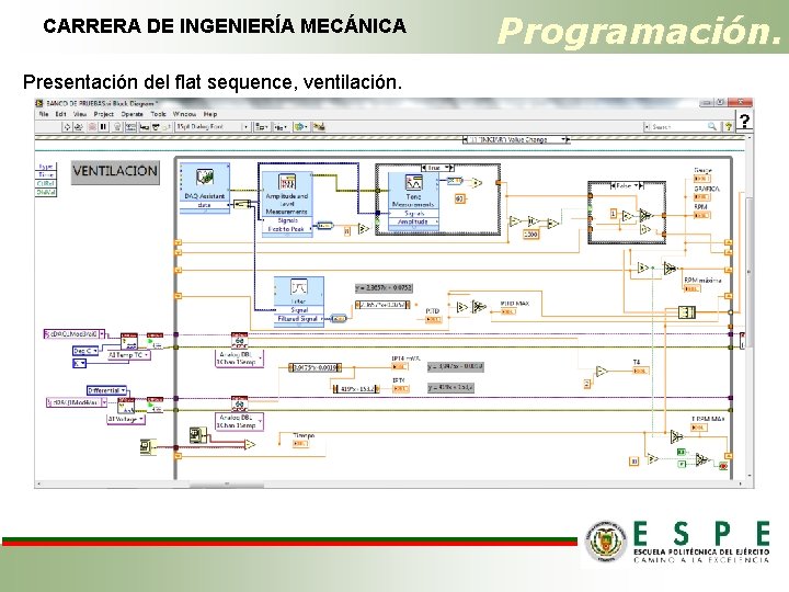 CARRERA DE INGENIERÍA MECÁNICA Presentación del flat sequence, ventilación. Programación. 