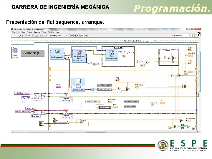 CARRERA DE INGENIERÍA MECÁNICA Presentación del flat sequence, arranque. Programación. 