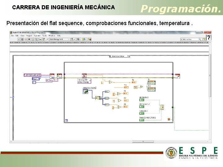 CARRERA DE INGENIERÍA MECÁNICA Programación. Presentación del flat sequence, comprobaciones funcionales, temperatura. 