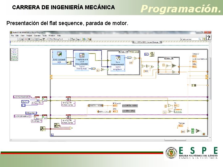 CARRERA DE INGENIERÍA MECÁNICA Presentación del flat sequence, parada de motor. Programación. 