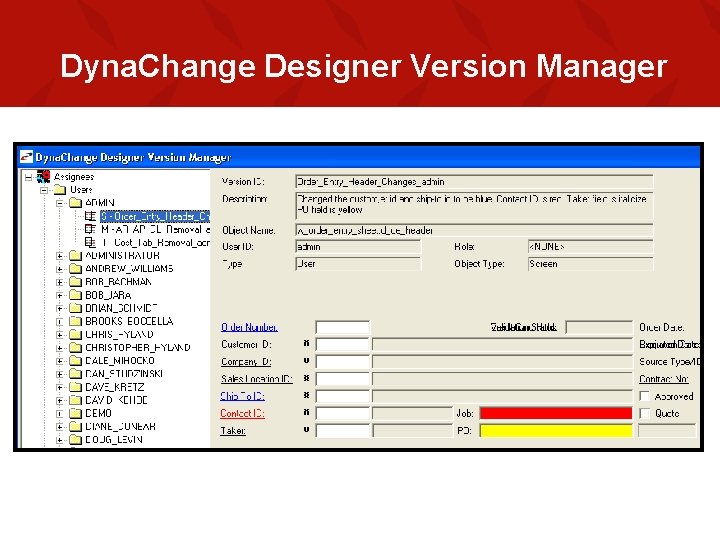 Dyna. Change Designer Version Manager 