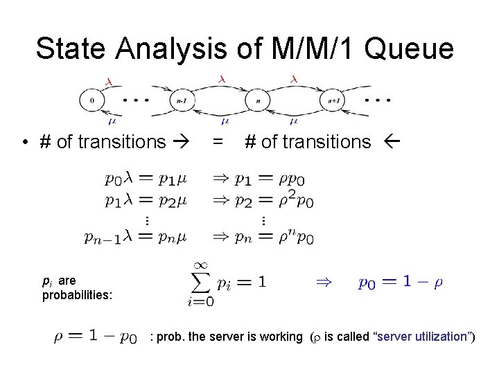 State Analysis of M/M/1 Queue • # of transitions = # of transitions pi State Analysis of M/M/1 Queue • # of transitions = # of transitions pi