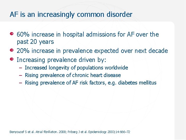 AF is an increasingly common disorder 60% increase in hospital admissions for AF over