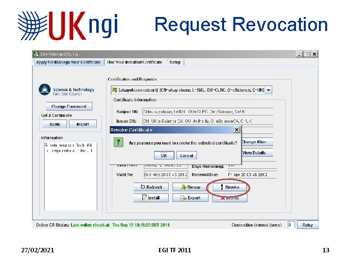 Request Revocation 27/02/2021 EGI TF 2011 13 