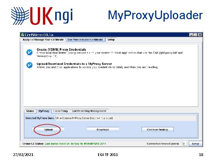 My. Proxy. Uploader 27/02/2021 EGI TF 2011 18 