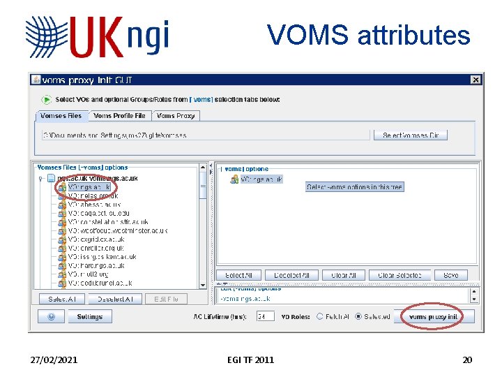 VOMS attributes 27/02/2021 EGI TF 2011 20 