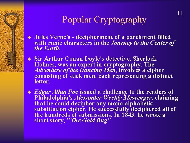 Popular Cryptography 11 ¨ Jules Verne's - decipherment of a parchment filled with runic