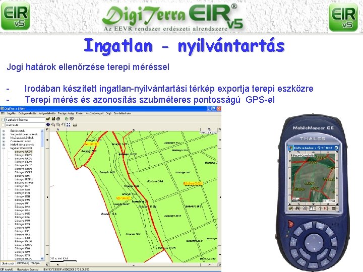 Ingatlan - nyilvántartás Jogi határok ellenőrzése terepi méréssel - Irodában készített ingatlan-nyilvántartási térkép exportja