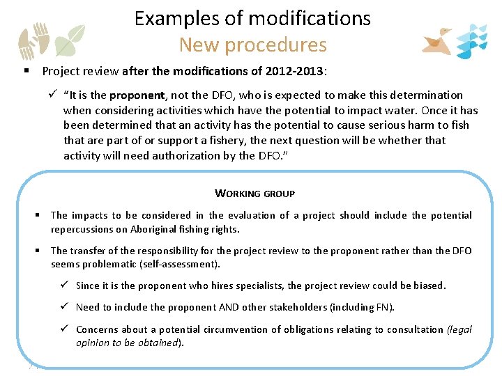 Examples of modifications New procedures § Project review after the modifications of 2012 -2013: