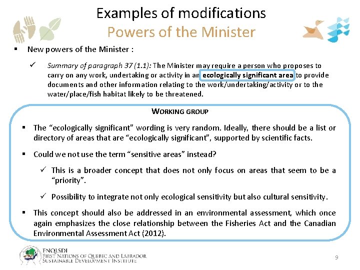 Examples of modifications Powers of the Minister § New powers of the Minister :
