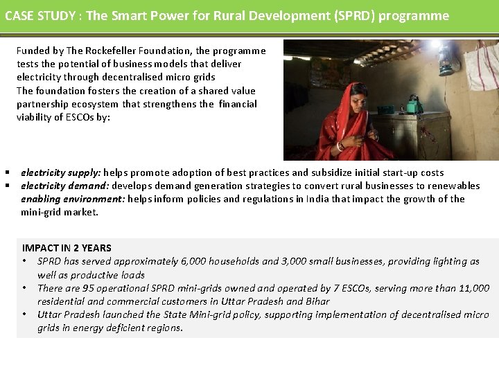 CASE STUDY : The Smart Power for Rural Development (SPRD) programme Funded by The